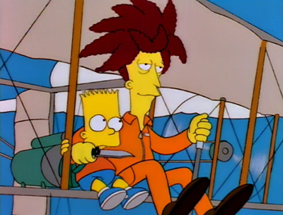 Bart Simpson in the Wright Flyer