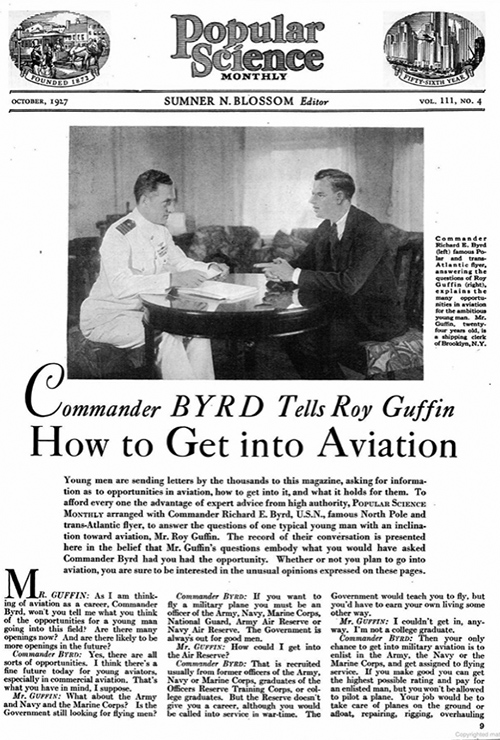 Commander Byrd Tells Roy Guffin How to Get into Aviation