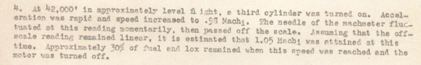 Mach 1 part of Yeager's formal test report