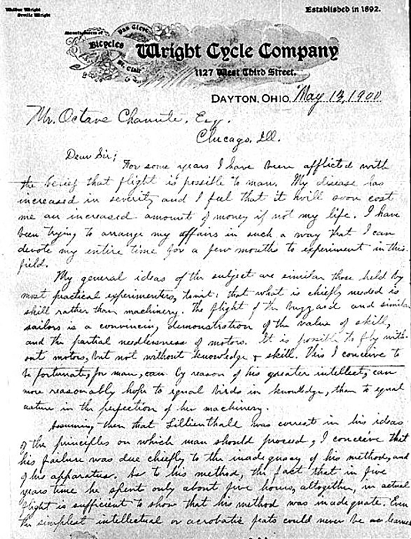 Wilbur Wright letter