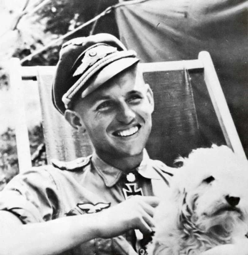 Erich Hartmann with dog