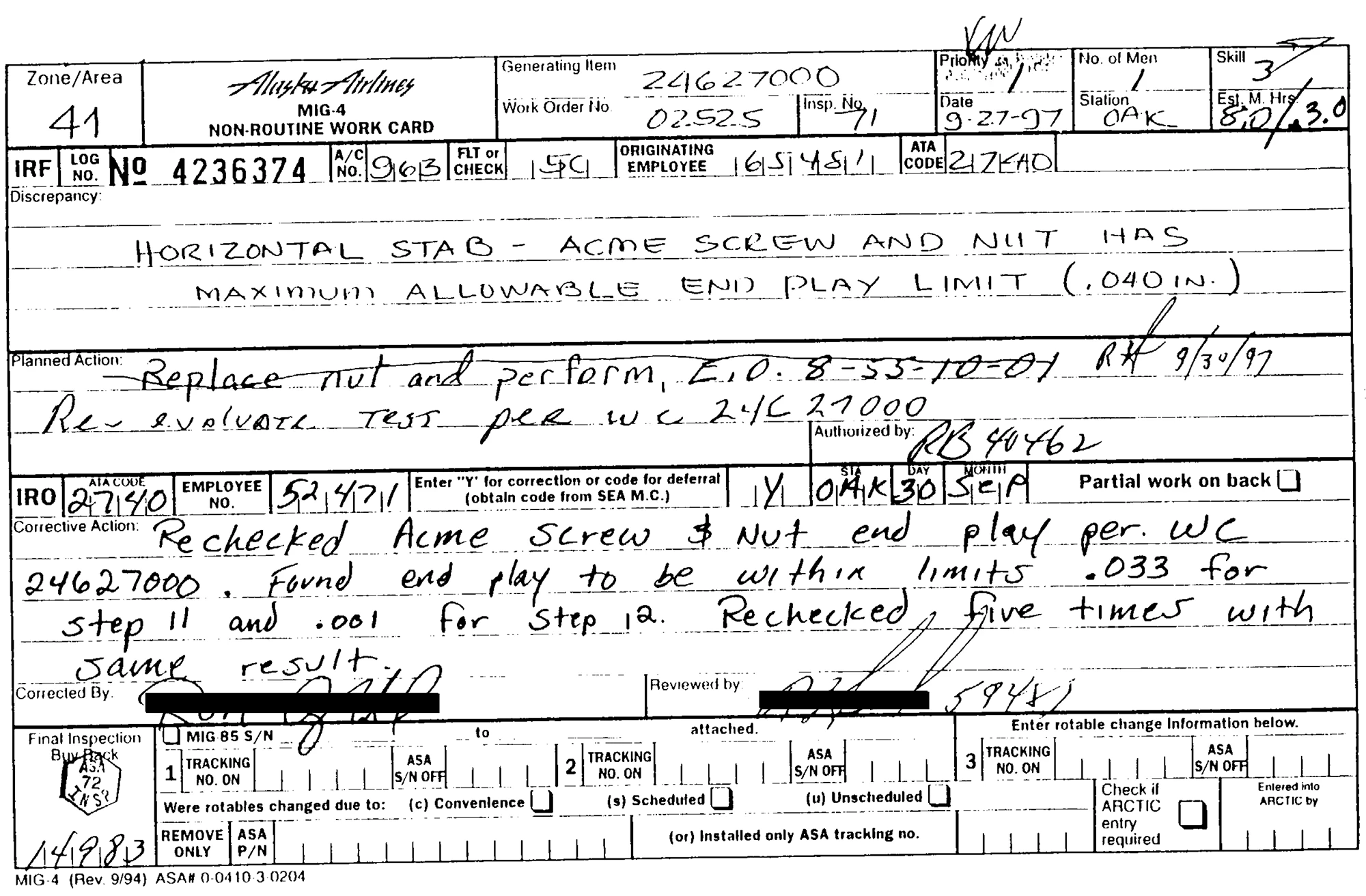 Alaska Airines MIG-4